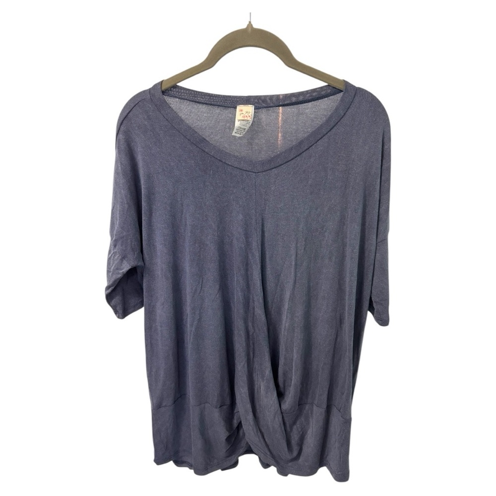 7th Ray Brushed Blue Crossed Front Short Sleeve Tee NWOT Size Med